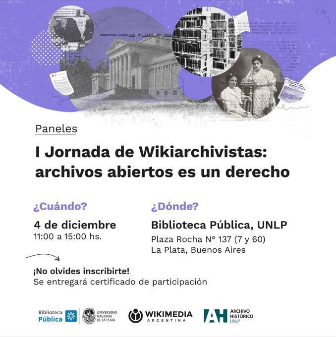 Primera jornada de Wikiarchivistas: Archivos abiertos es un derecho.