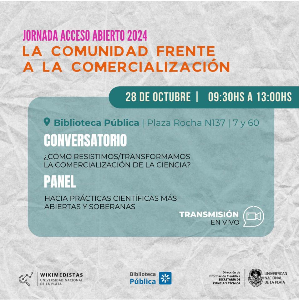 Jornada Acceso abierto 2024: “La comunidad frente a la comercialización”