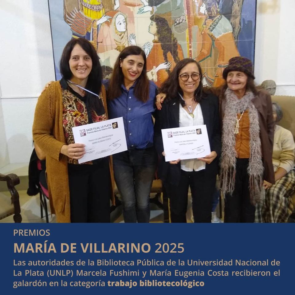 La Biblioteca Pública fue galardonada con el Premio María de Villarino 2025 en la categoría trabajo bibliotecológico